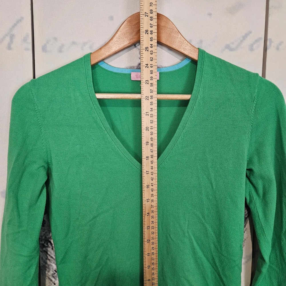 Lilly Pulitzer Womens Green V-Neck Long Sleeve Cotton Blend Sweater Size M - Picture 8 of 9